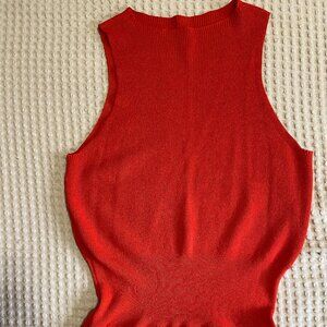 Bright Coral Sleeveless Knit Top - Fits like M